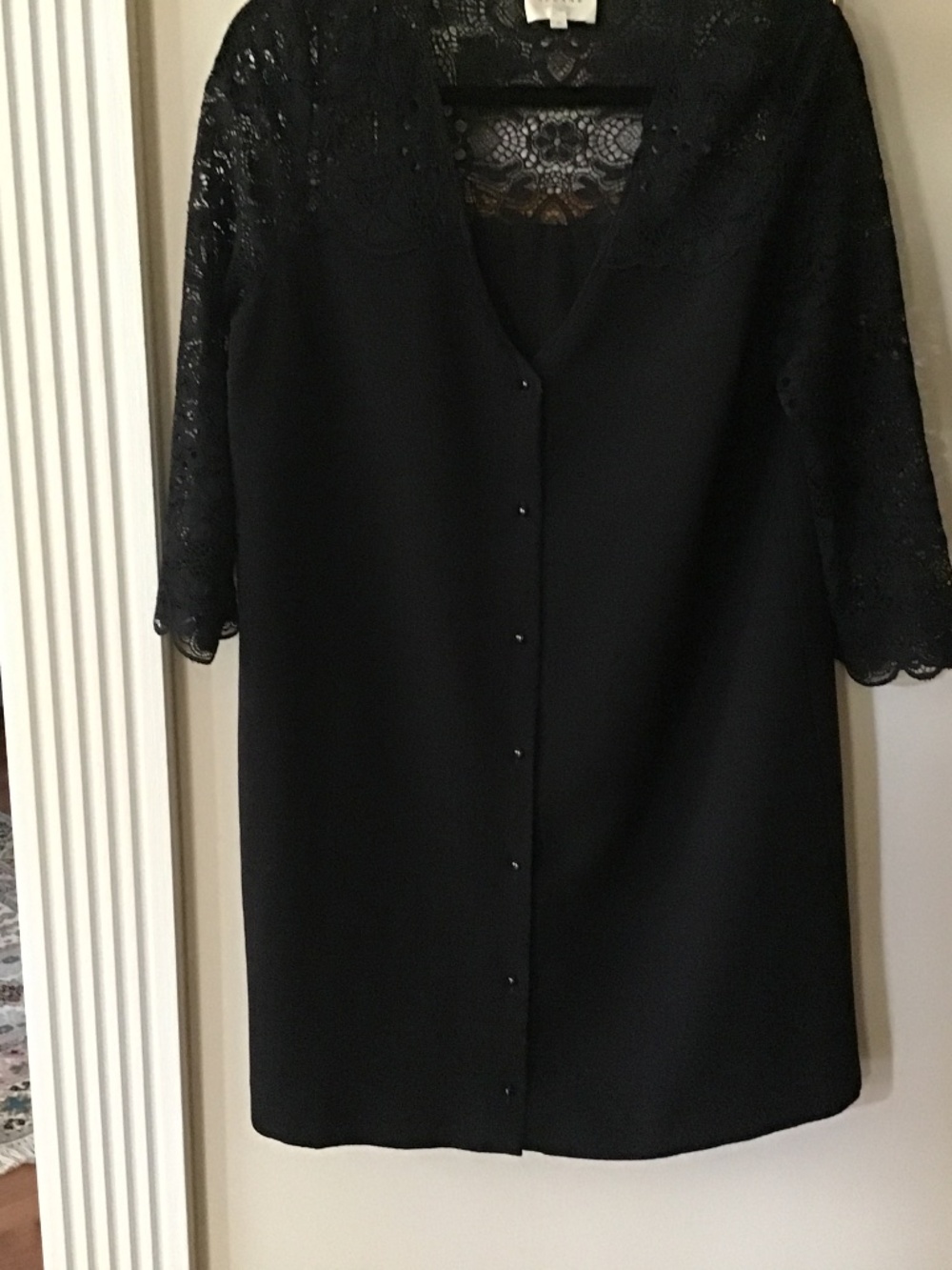 Sezane black lace top button front mini dress size 40/US8 in excellent condition